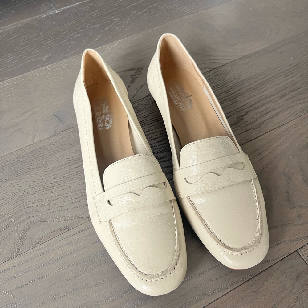 Coach Cream Leather Loafers